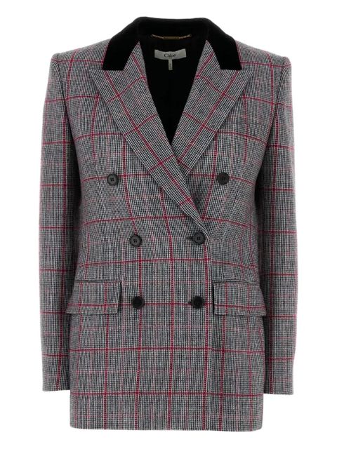 Chloé check-pattern wool blazer - Black - zdjęcie produktu nr 1