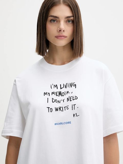 Karl Lagerfeld Jeans t-shirt bawełniany damski kolor biały A4W17009