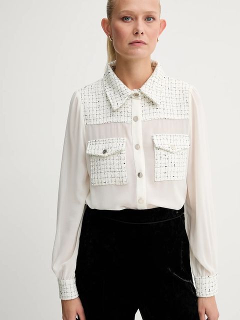 Morgan koszula damska kolor beżowy regular z kołnierzykiem klasycznym CGABY