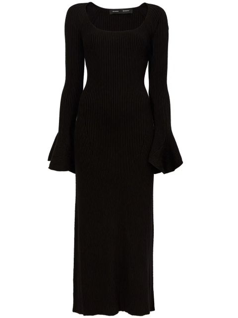 Proenza Schouler ribbed-knit flute-sleeved dress - Black - zdjęcie produktu nr 1