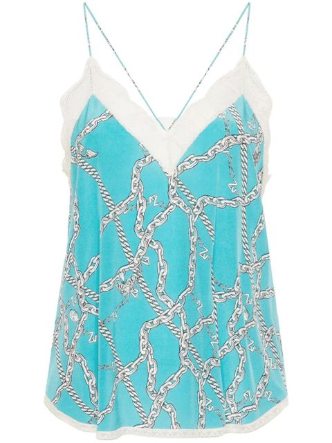 Zadig&Voltaire Christy logo-print silk top - Blue - zdjęcie produktu nr 1