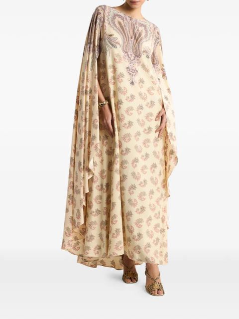 ETRO cape placed-print silk dress - Neutrals - zdjęcie produktu nr 2