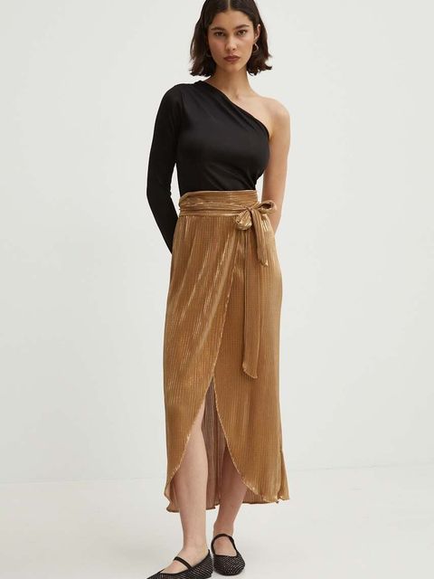 Never Fully Dressed spódnica kolor złoty maxi prosta NFDSK423