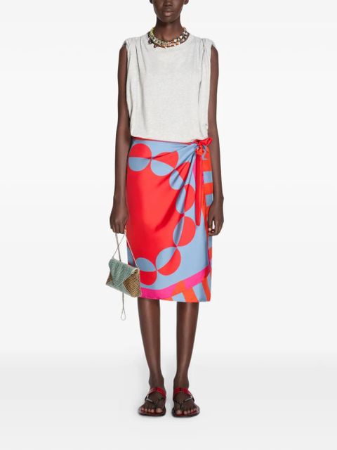 DRIES VAN NOTEN printed wrap midi skirt - Red - zdjęcie produktu nr 2