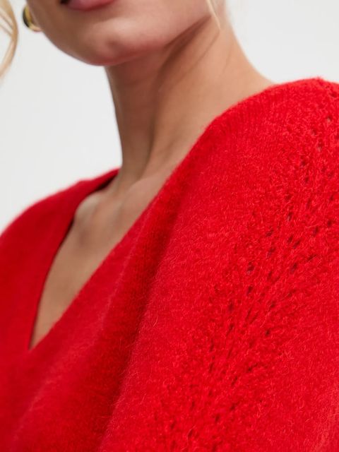 Morgan sweter z dodatkiem alpaki damski kolor czerwony lekki MCHEPA