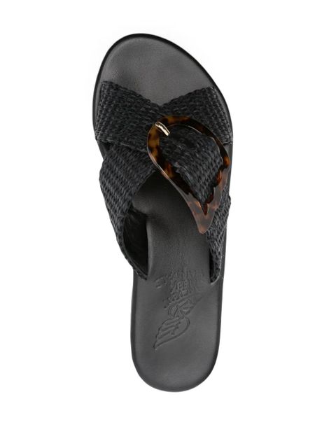 Ancient Greek Sandals Thais straw slides - Black