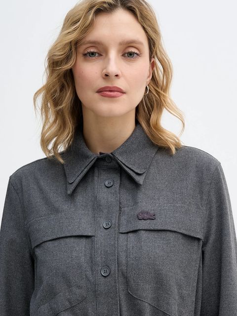 Lacoste sukienka kolor szary midi prosta EF2604