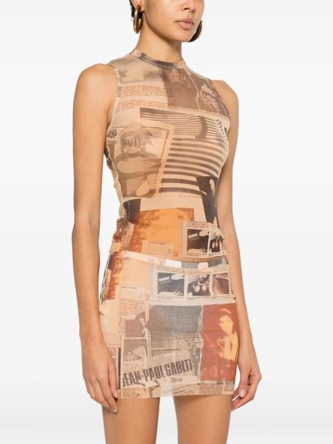 Jean Paul Gaultier newspaper-print top - Neutrals - zdjęcie produktu nr 2