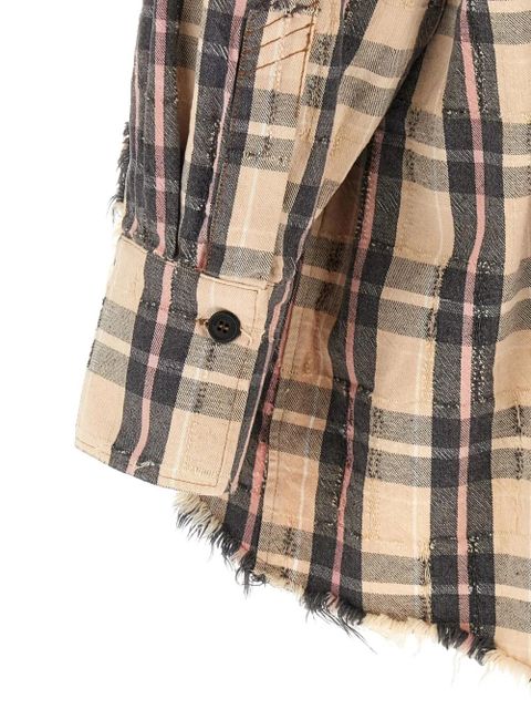 The Attico check frayed shirt - Neutrals