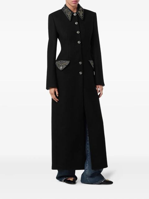 Versace embellished-collar coat - Black