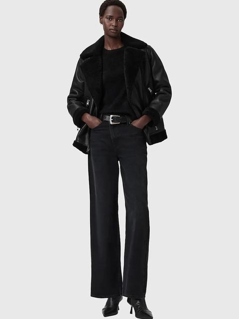 AllSaints kurtka skórzana SOLA damska kolor czarny W120LB