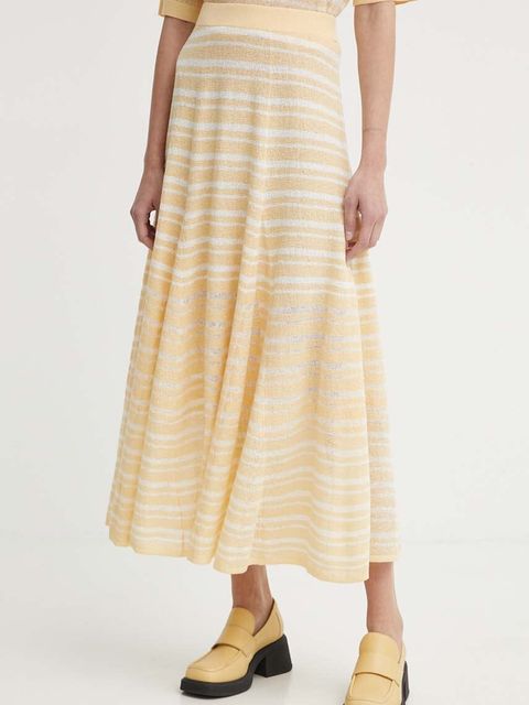 AERON spódnica z domieszką lnu THEO kolor pomarańczowy maxi rozkloszowana AW24SSSK216502 - zdjęcie produktu nr 1