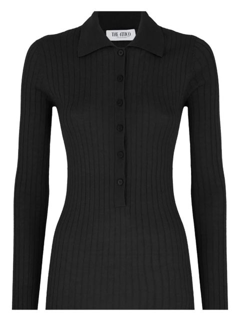 The Attico chunky-ribbed polo top - Black - zdjęcie produktu nr 2