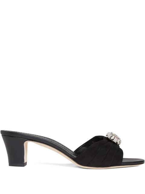 Manolo Blahnik 50mm Ansaklo pleated-detail mules - Black
