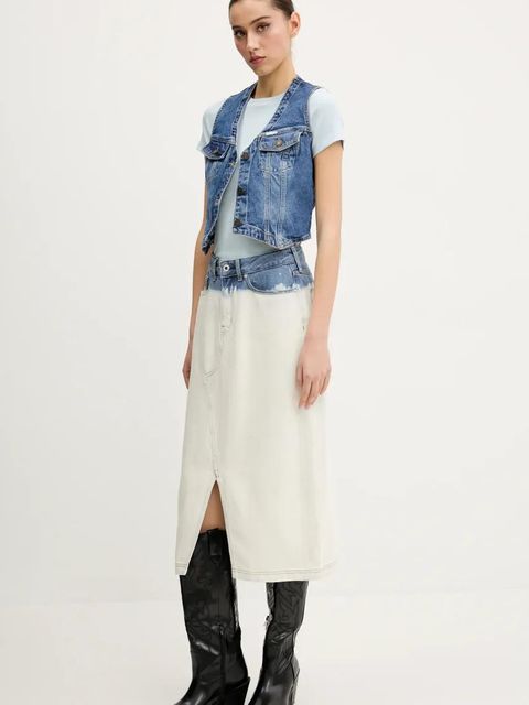 Guess Jeans kamizelka jeansowa kolor granatowy jednorzędowa W5GN74 D5M46 - zdjęcie produktu nr 2