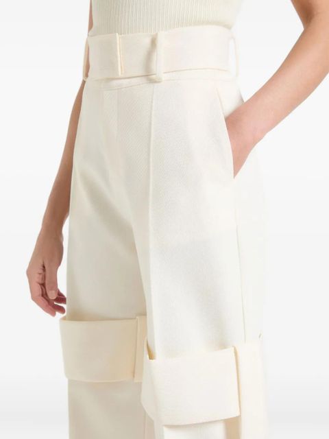 Manière De Voir Isabelle belted strap-detail tailored trousers - Neutrals