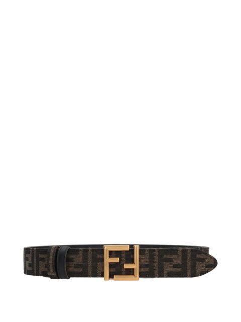 FENDI FF-logo leather belt - Black