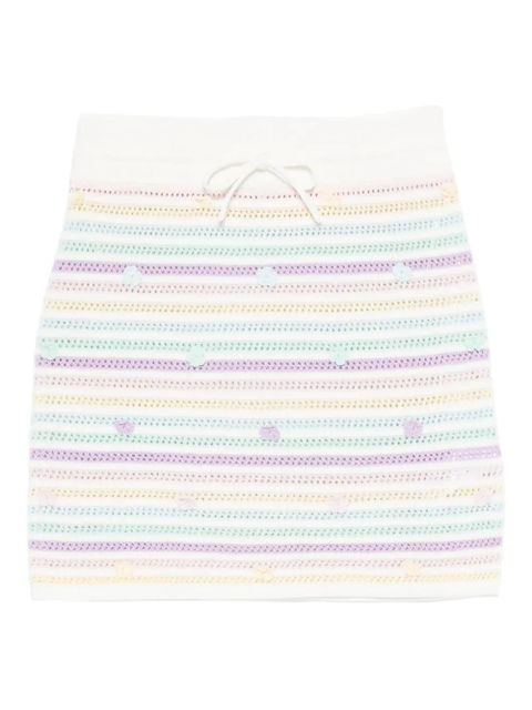 Casablanca striped floral-embellished skirt - White - zdjęcie produktu nr 1
