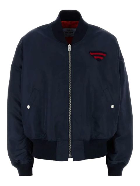 Prada logo-patch bomber jacket - Blue - zdjęcie produktu nr 1