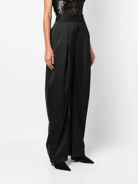 The Attico tailored wide-leg satin trousers - Black
