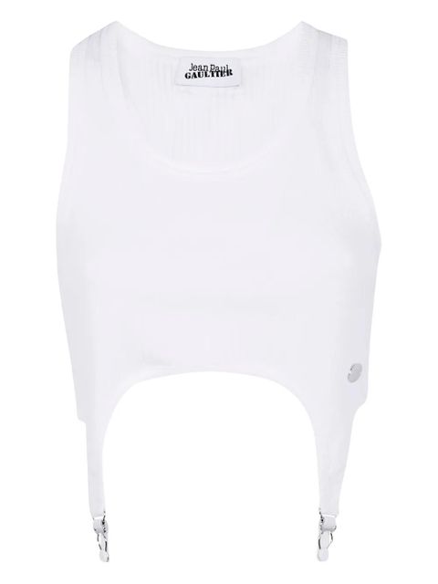 Jean Paul Gaultier ribbed-knit garter tank top - White - zdjęcie produktu nr 1