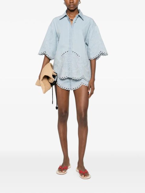 ZIMMERMANN Daylight eyelet drawstring shorts - Blue - zdjęcie produktu nr 2