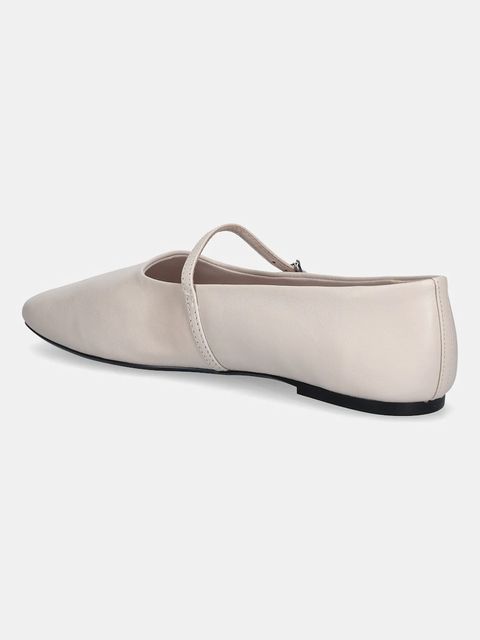 Calvin Klein baleriny skórzane OBLIQUE BALLERINA MJ LTH HDW kolor beżowy HW0HW02847 - zdjęcie produktu nr 2