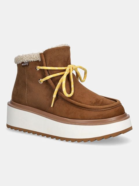 Love Moschino botki damskie kolor brązowy na platformie lekko ocieplone JA21116L0NJAW210