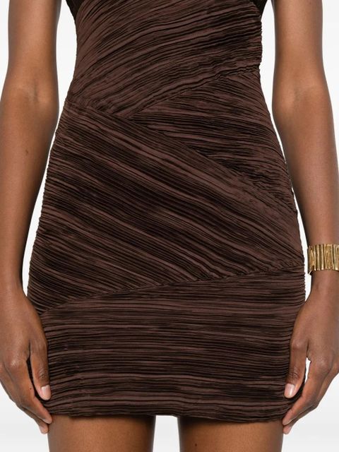 Maje pleated V-neck dress - Brown