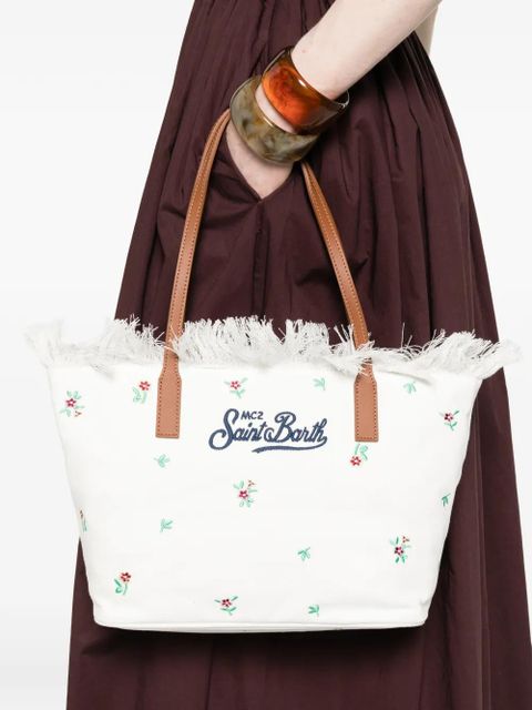 MC2 Saint Barth medium City floral-embroidered tote bag - White - zdjęcie produktu nr 2