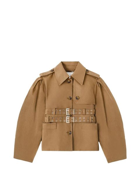 GANNI belted puff-sleeve jacket - Brown - zdjęcie produktu nr 1