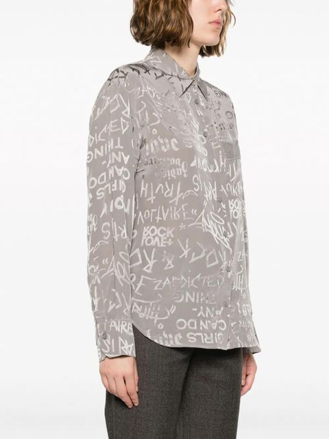 Zadig&Voltaire slogan-print silk shirt - Grey
