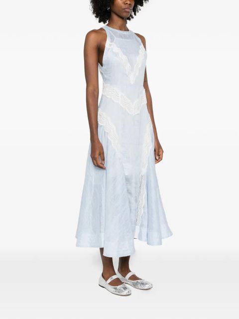 SANDRO lace striped midi dress - Blue