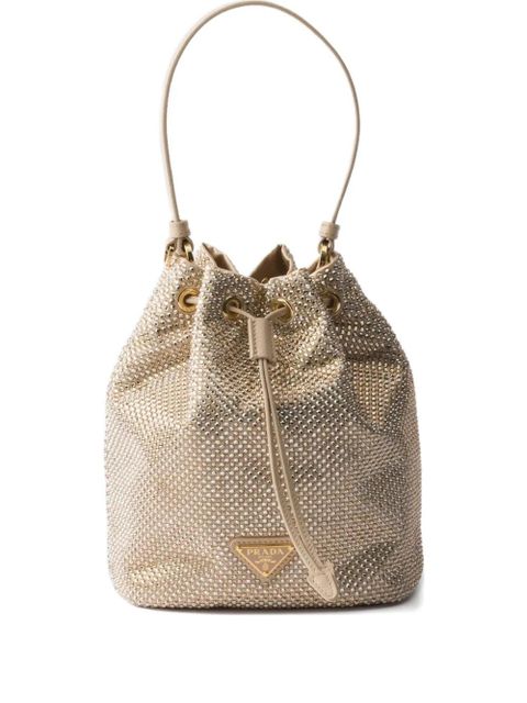 Prada crystal-embellished drawstring bucket bag - Neutrals - zdjęcie produktu nr 1