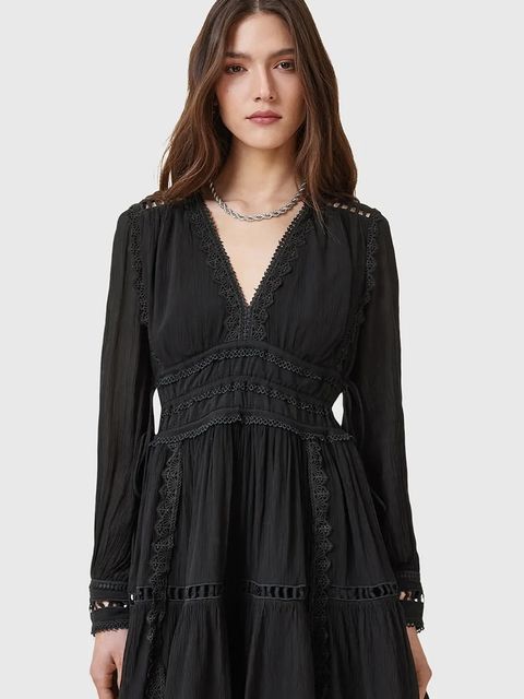 AllSaints sukienka XANTHE kolor czarny mini rozkloszowana W213DC - zdjęcie produktu nr 2