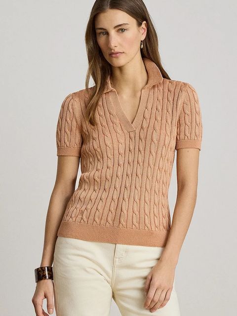 Lauren Ralph Lauren sweter z krótkim rękawem damski z wiskozą - zdjęcie produktu nr 1