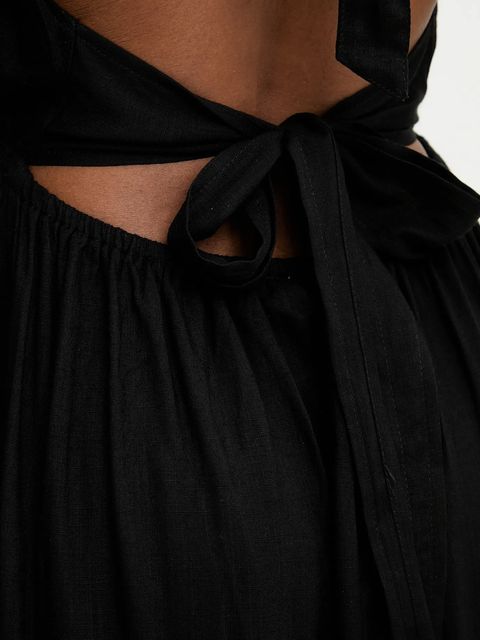 Answear.LAB sukienka bawełniana kolor czarny maxi rozkloszowana