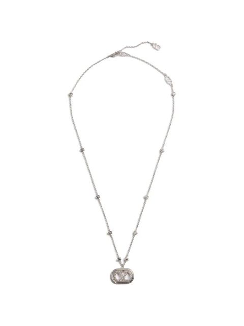 Valentino Garavani Vlogo Signature metal necklace with pearls and Swarovski® crystals - Silver - zdjęcie produktu nr 1