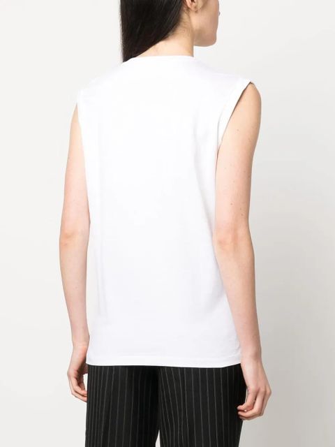 Balmain logo-print detail tank top - White