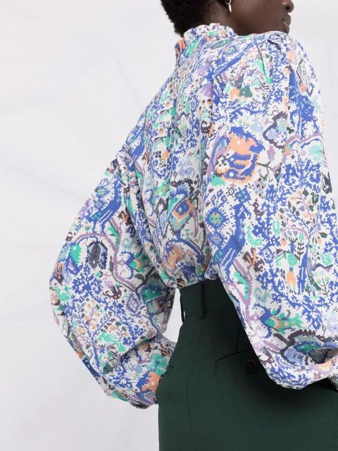 ISABEL MARANT Banessa abstract-print ruffled blouse - Blue