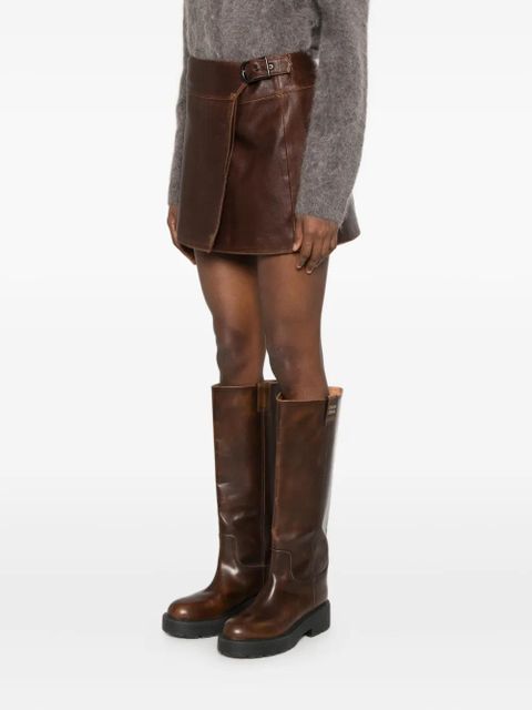 Simkhai buckled faux-leather mini skirt - Brown