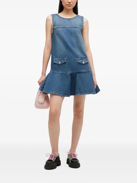 GANNI pocket ruffled mini dress - Blue - zdjęcie produktu nr 1