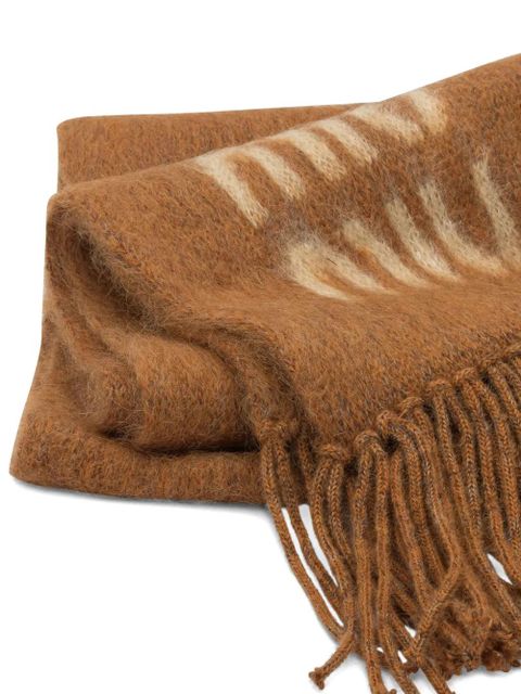 Miu Miu fringed logo scarf - Brown - zdjęcie produktu nr 2