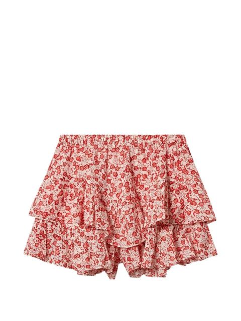 MARANT ÉTOILE JOCADIA ruffled floral-print mini shorts - Red - zdjęcie produktu nr 1