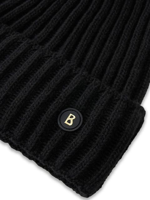 BOGNER pompom ribbed beanie hat - Black