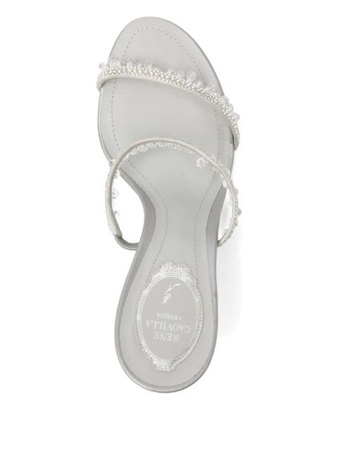 René Caovilla 80mm chandelier pearl slider sandals - Metallic