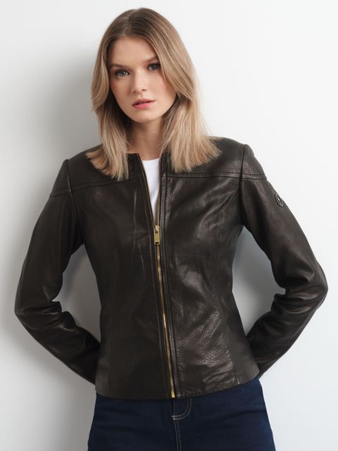 Klasyczna kurtka damska ze skóry naturalnej