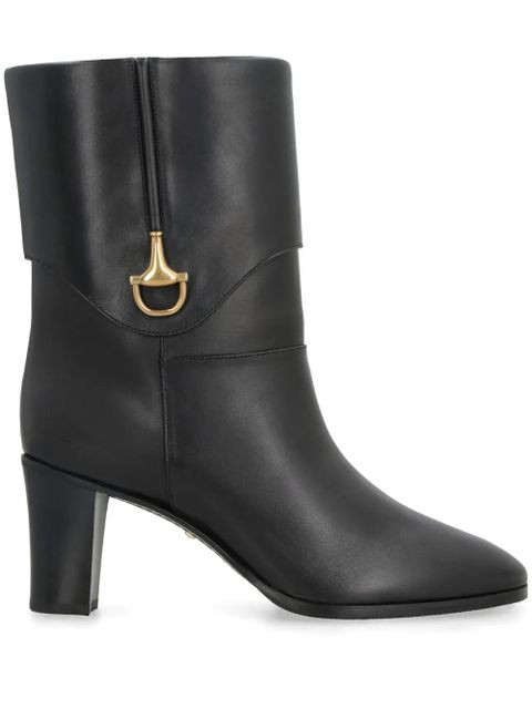Gucci Half Horsebit leather ankle boots - Black - zdjęcie produktu nr 1