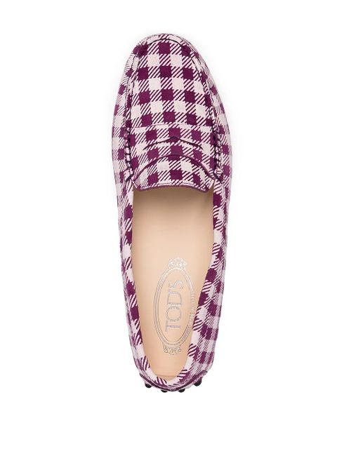 Tod's gingham-print loafers - Purple