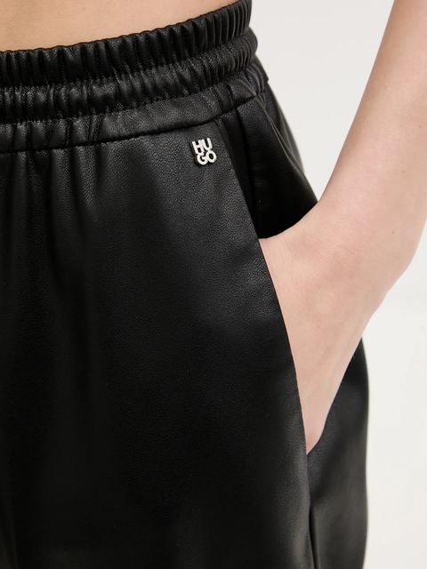 HUGO spodnie damskie kolor czarny proste high waist 50542323